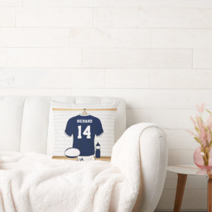 Personalized Rugby Jersey in locker room Throw Pillow