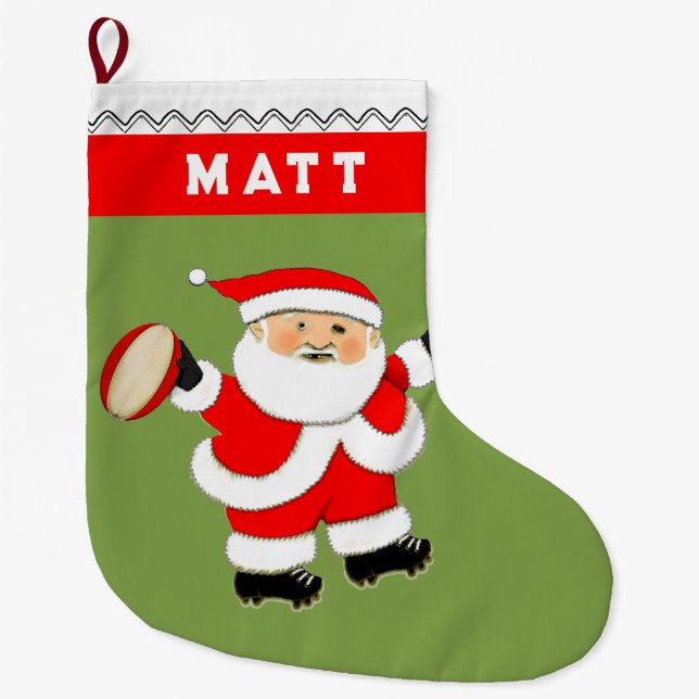 Personalized Rugby Large Christmas Stocking (Front)