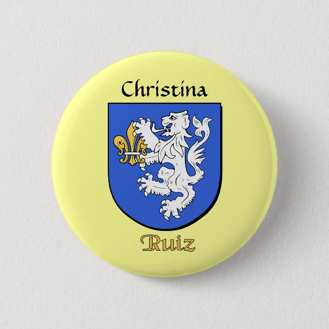 Personalized Ruiz Historical Shield 2 Inch Round Button (Front)