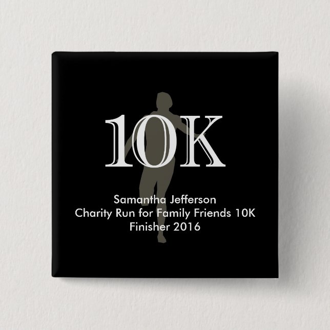 Personalized Runner 10k Cross-Country Keepsake 2 Inch Square Button (Front)