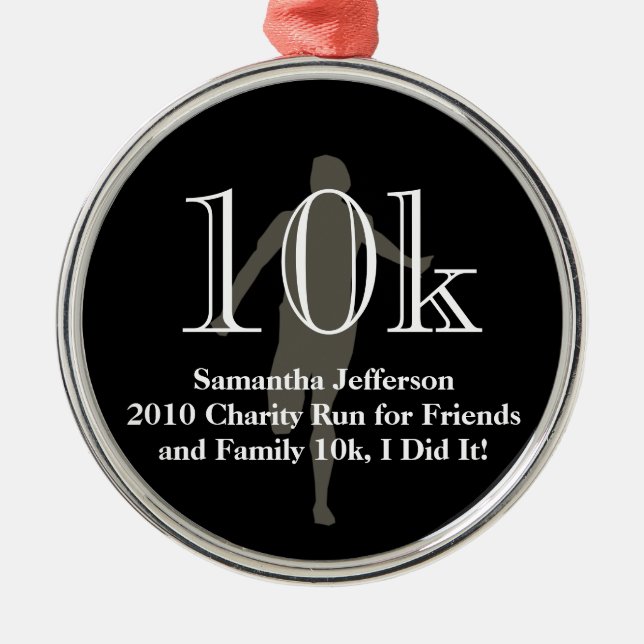Personalized Runner 10k Cross-Country Keepsake Metal Ornament (Front)