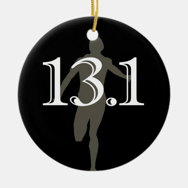 Personalized Runner 13.1 Half Marathon Keepsake Ceramic Ornament (Front)