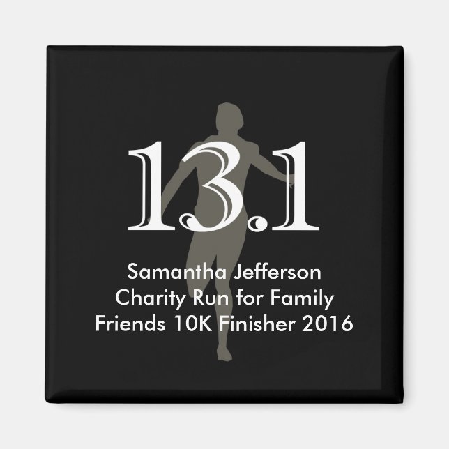 Personalized Runner 13.1 Half Marathon Keepsake Magnet (Front)