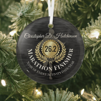 Personalized Runner 26.2 Marathon Keepsake Medal Glass Ornament
