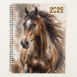 Personalized Running Dark Bay Horse Daily Planner