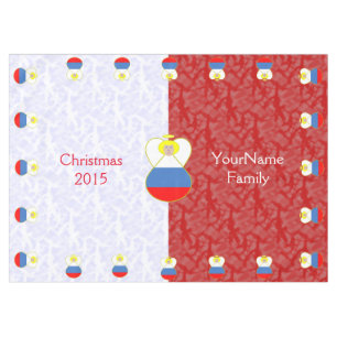 Personalized Russian Angel Flag Red White Tablecloth