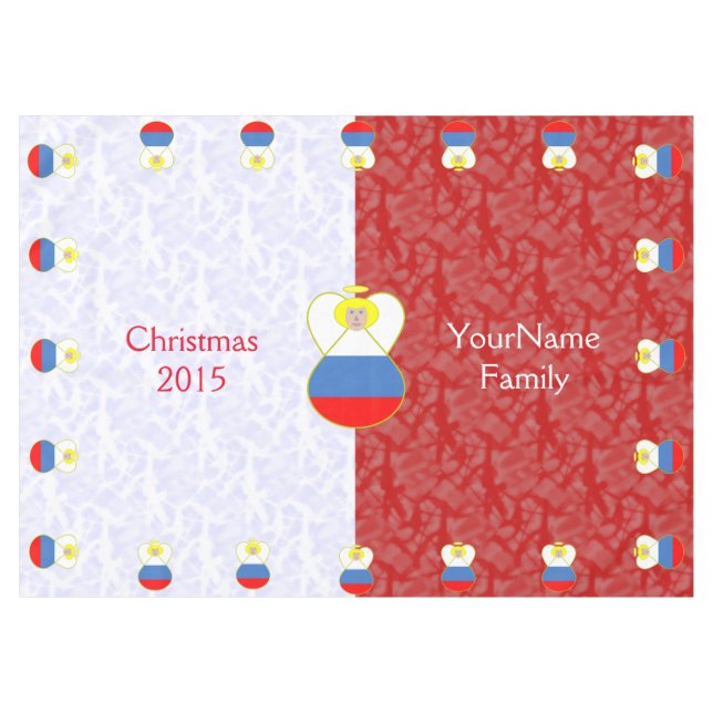 Personalized Russian Angel Flag Red White  Tablecloth (Front (Horizontal))