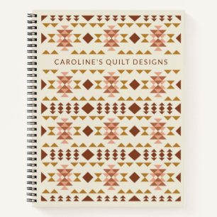 Personalized Rust Brown Quilt Design Graph Paper Notebook