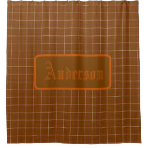 Personalized Rust Red Orange Plaid Shower Curtain