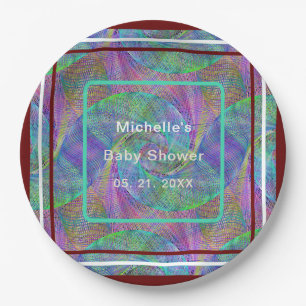 Personalized Rust White & Green Tableware Paper Plate