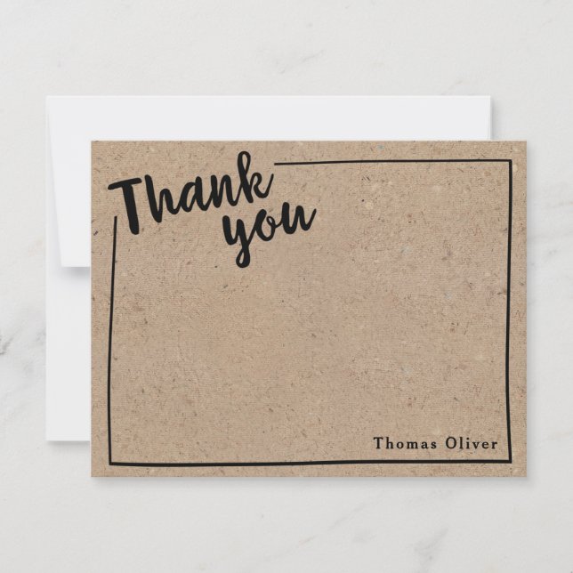 Personalized Rustci Thank You Note, Black Script Card (Front)