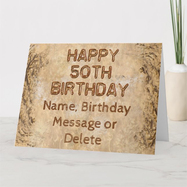 Personalized Rustic 50th Birthday Cards for Him (Front)