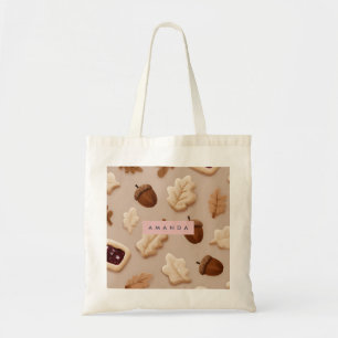 Personalized Rustic Acorn & Oak Leaf Pattern  Tote Bag