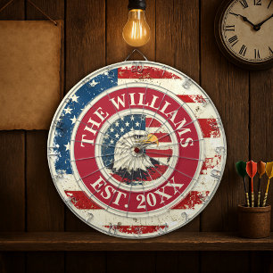 Personalized Rustic American Flag Patriotic Eagle Dartboard