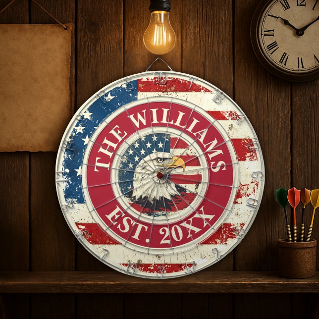 Personalized Rustic American Flag Patriotic Eagle Dartboard (Personalized Rustic American Flag Patriotic Eagle Dart Board
)