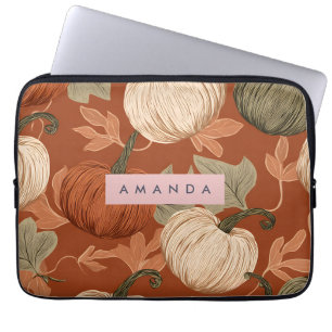 Personalized Rustic Autumn Pumpkin Harvest  Laptop Sleeve
