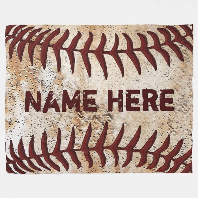 Personalized Rustic Baseball Blanket, YOUR TEXT Fleece Blanket (Front (Horizontal))