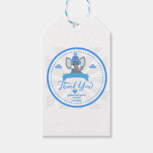 Personalized Rustic Blue Elephant  boy Baby Shower Gift Tags