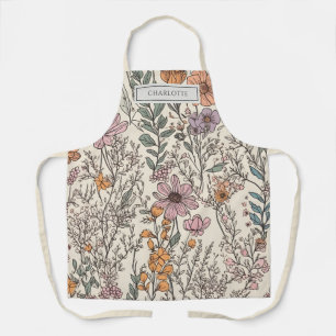 Personalized Rustic Boho Flowers Terracotta Apron