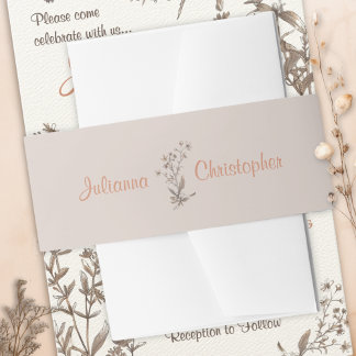 Personalized Rustic Boho Wildflowers Wedding Invitation Belly Band