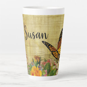 Personalized Rustic Botanical with Butterfly Latte Mug