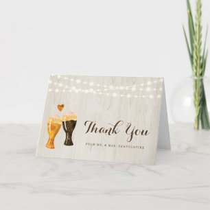 Personalized Rustic Brewery Beer Wedding Thank You Card