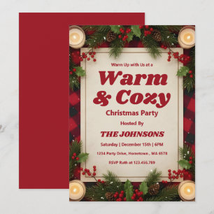 Personalized Rustic Cabin Christmas Party Invitation