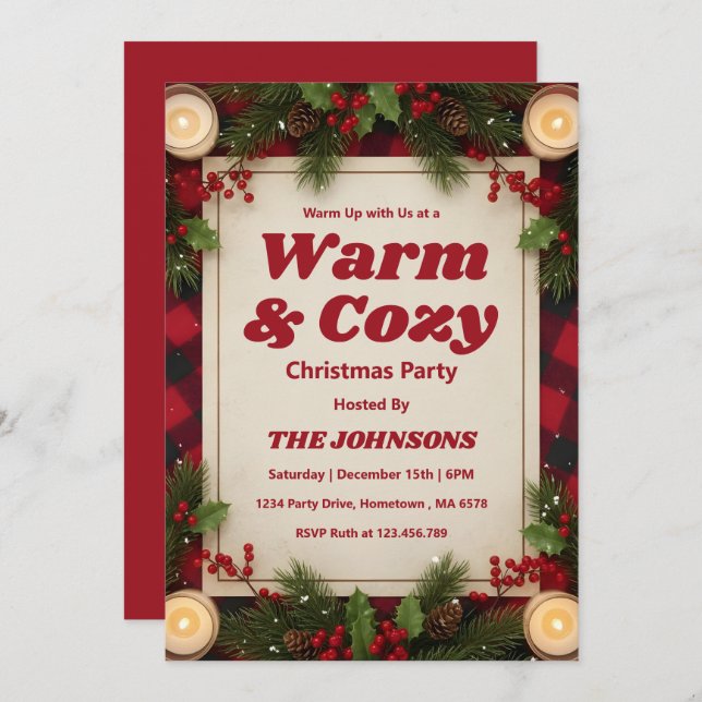Personalized Rustic Cabin Christmas Party Invitation (Front/Back)