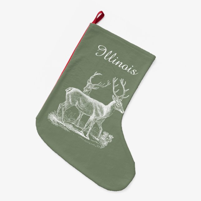 Personalized Rustic Camouflage Green Christmas Large Christmas Stocking (Front (Hanging))