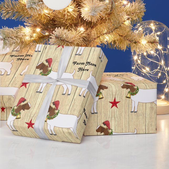 Personalized Rustic Christmas Boer Goat Herd Wrapping Paper (Holidays)