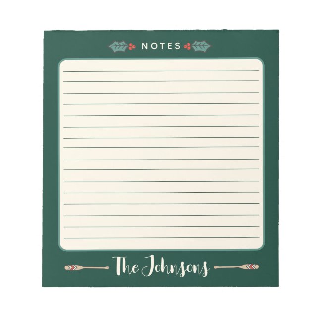 Personalized Rustic Christmas Camping Lake Notepad (Front)