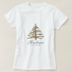 Personalized Rustic Christmas Tree with Ornaments T-Shirt