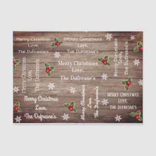 Personalized Rustic Christmas Wooden Fence Tissue Paper