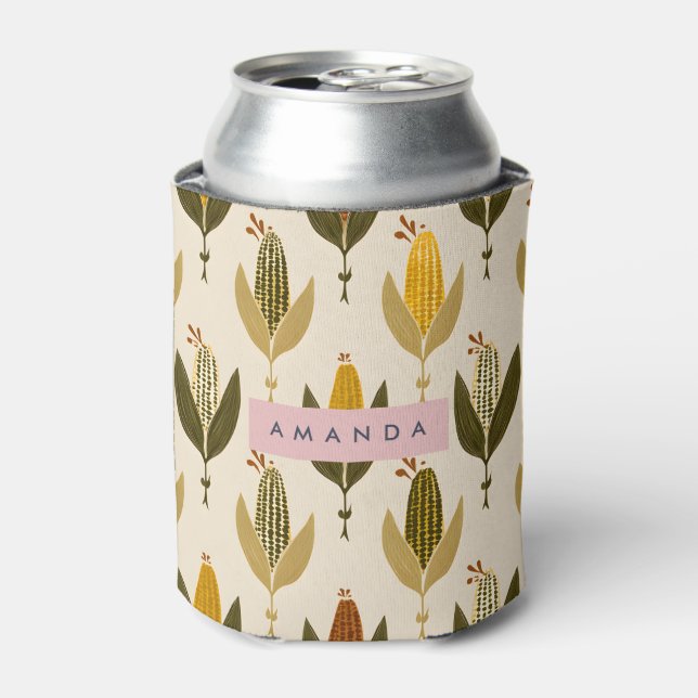 Personalized Rustic Cornfield Harvest Design Can Cooler (Can Front)