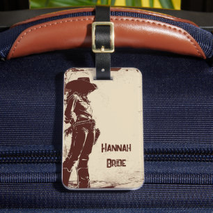 Personalized Rustic Cowgirl Western Party  Luggage Tag