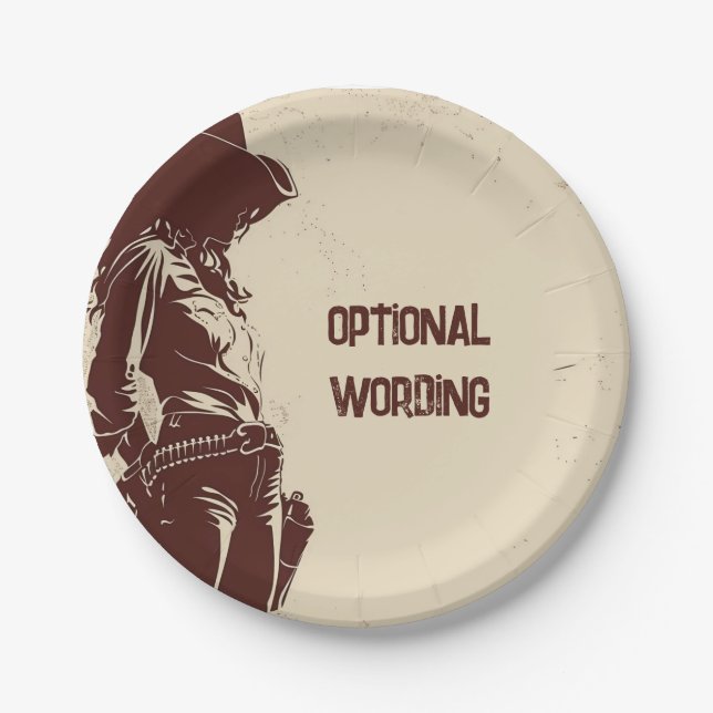 Personalized Rustic Cowgirl Western Party  Paper Plate (Front)