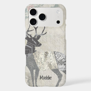 Personalized Rustic Deer Abstract Floral Geometric