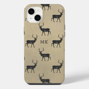Personalized Rustic Deer Monogram iPhone 14 Plus Case