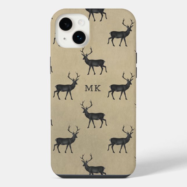 Personalized Rustic Deer Monogram iPhone Case (Back)