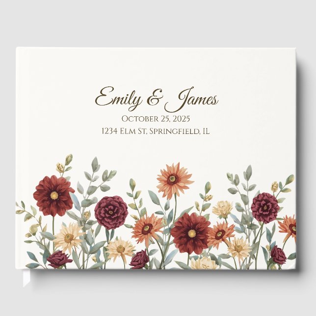 Personalized Rustic Fall Wedding Guest Book  (Front)