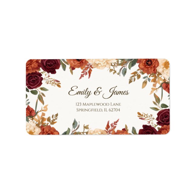 Personalized Rustic Fall Wedding Return Address Label (Front)