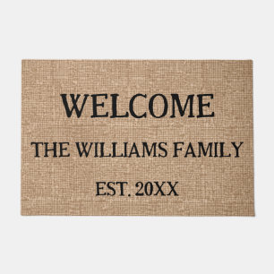 Personalized Rustic Family Name Monogram Doormat