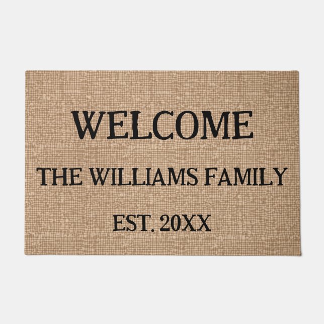 Personalized Rustic Family Name Monogram Doormat   (Front)