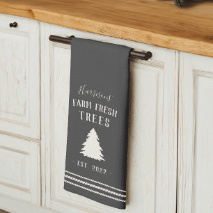 Personalized Rustic Farm Fresh Trees Kitchen Towel