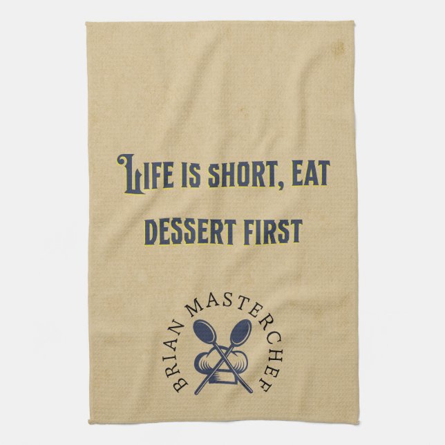 Personalized Rustic farmhouse Masterchef Funny Kitchen Towel (Vertical)