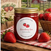 Personalized Rustic Farmhouse Strawberry Jam Label