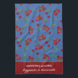 Personalized  Rustic Farmhouse Tomato  Kitchen Towel<br><div class="desc">Personalized Handpainted watercolour tomatoes on blue,  Rustic farmhouse style.</div>