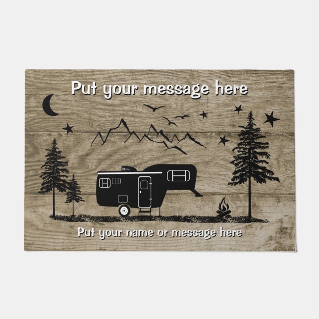 Personalized Rustic Fifth Wheel Doormat (Front)