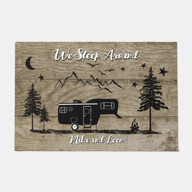 Personalized Rustic Fifth Wheel Doormat (Front)