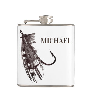 Personalized Rustic Fishing Lure Father's Day Hip Flask